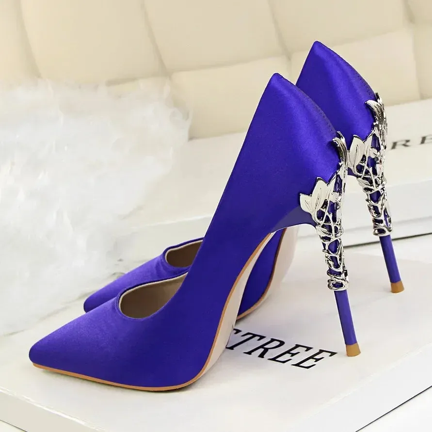 Women Shoes Spring Women Pumps Sequin Wedding Shoes Stilettos Metal Decoration  Heels