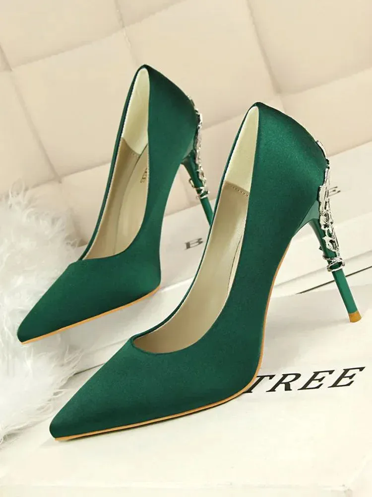 Women Shoes Spring Women Pumps Sequin Wedding Shoes Stilettos Metal Decoration  Heels