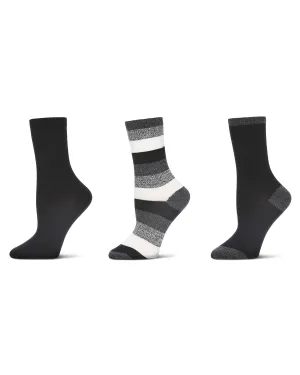 Women's 3 Pair Pack Jumbo Stripes Buttersoft Crew Socks