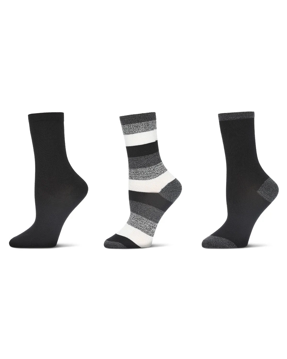 Women's 3 Pair Pack Jumbo Stripes Buttersoft Crew Socks