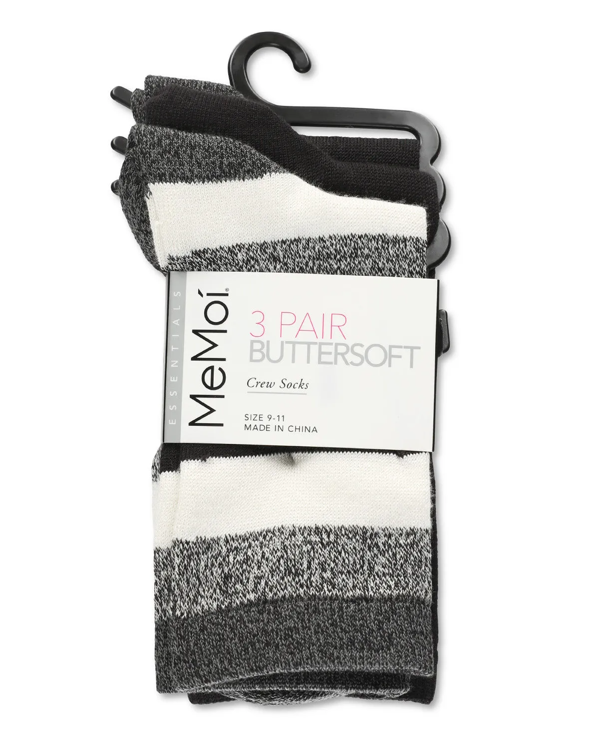 Women's 3 Pair Pack Jumbo Stripes Buttersoft Crew Socks