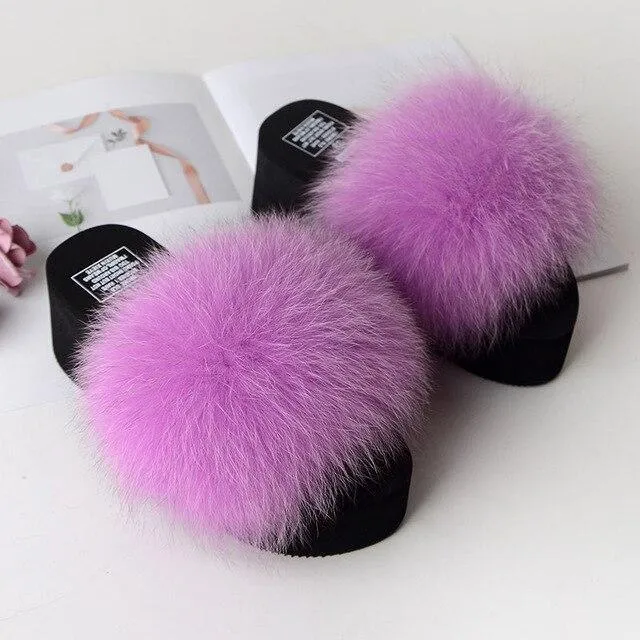 Women's Cute Plush Fox Fur Fluffy Slippers (25 Colors)