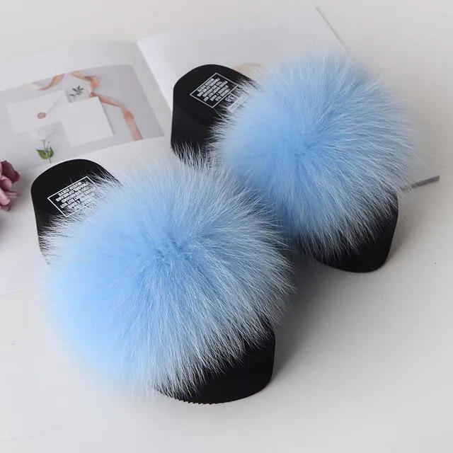 Women's Cute Plush Fox Fur Fluffy Slippers (25 Colors)
