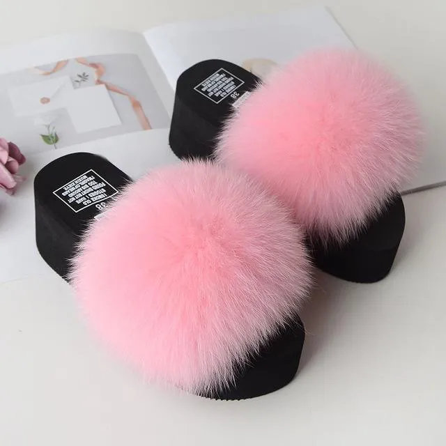 Women's Cute Plush Fox Fur Fluffy Slippers (25 Colors)