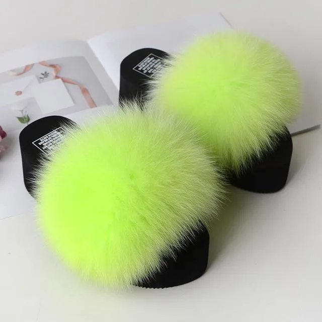 Women's Cute Plush Fox Fur Fluffy Slippers (25 Colors)