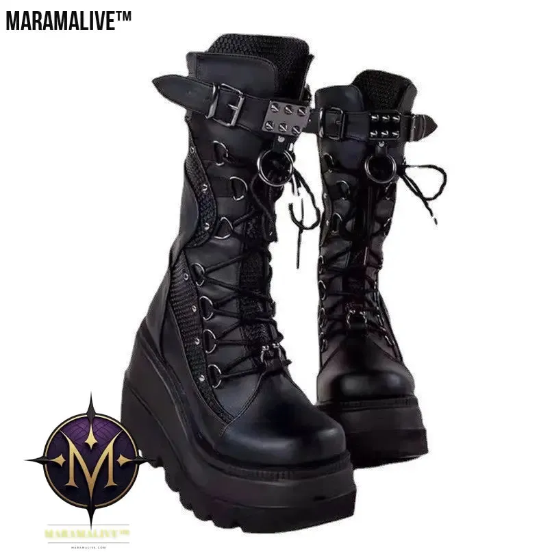 Women's Simple Solid Color Platform Mid Boots