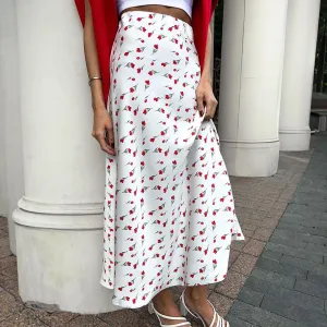 XIEYINSHE Cross-border floral skirt Europe, America New spring temperament elegant high waist A word fishtail cherry print skirt