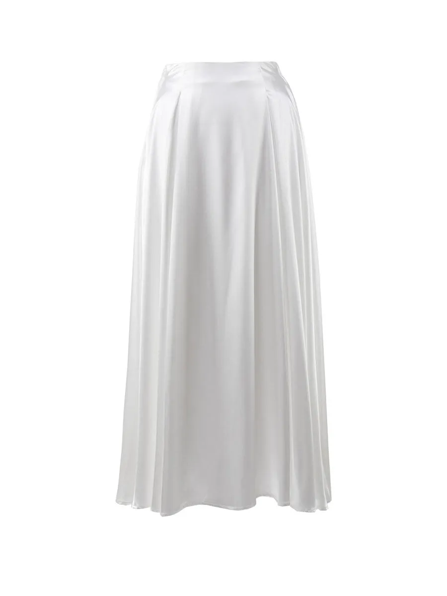 XIEYINSHE Cross-border skirt women's 2025 New summer new temperament elegant high waist satin satin long skirt