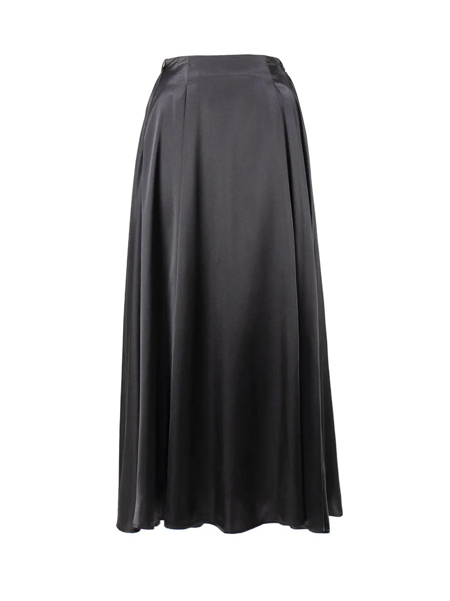 XIEYINSHE Cross-border skirt women's 2025 New summer new temperament elegant high waist satin satin long skirt