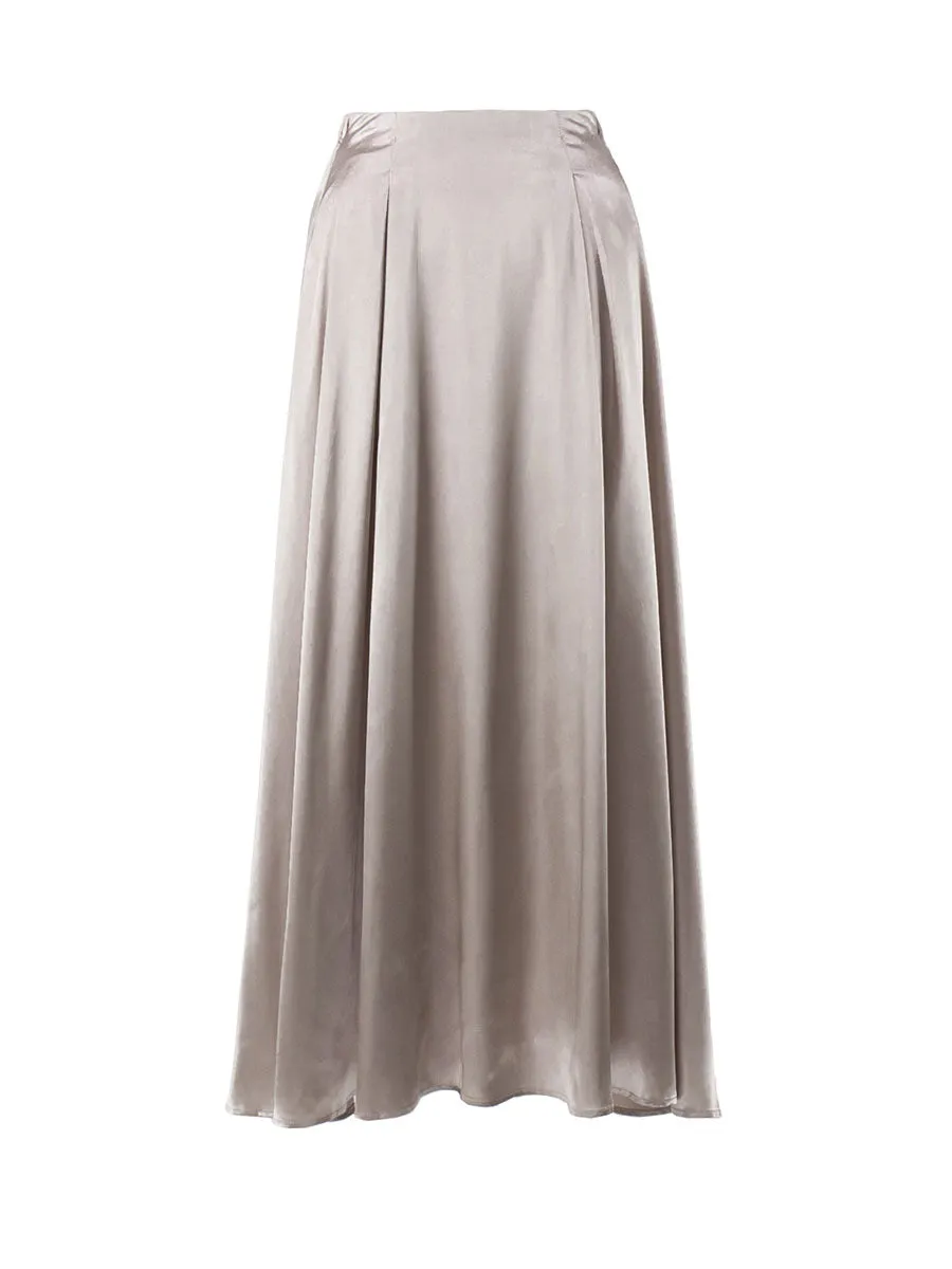 XIEYINSHE Cross-border skirt women's 2025 New summer new temperament elegant high waist satin satin long skirt
