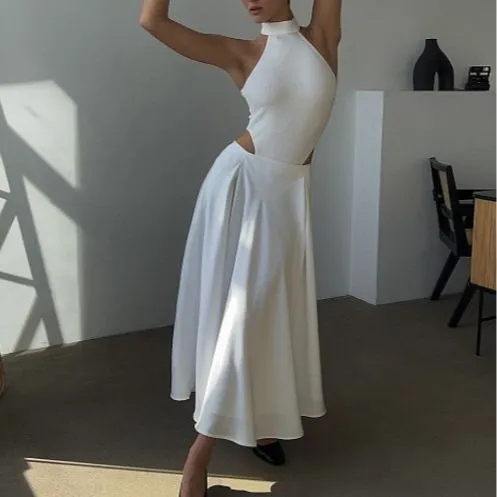 XIEYINSHE Cross-border skirt women's 2025 New summer new temperament elegant high waist satin satin long skirt