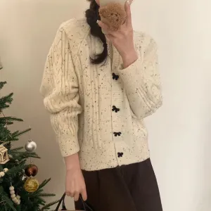 XIEYINSHE Korean gentle wind bow knitted sweater jacket women's design sense niche temperament soft waxy women's knitted cardigan