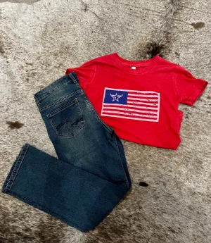 Zane Dark Wash Boys Bootcut Silver Jeans